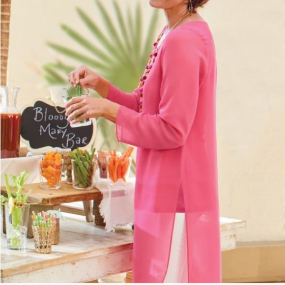 Soft Surroundings Womans Size M chiffon Jennifer Blouse in Magenta - Picture 1 of 8